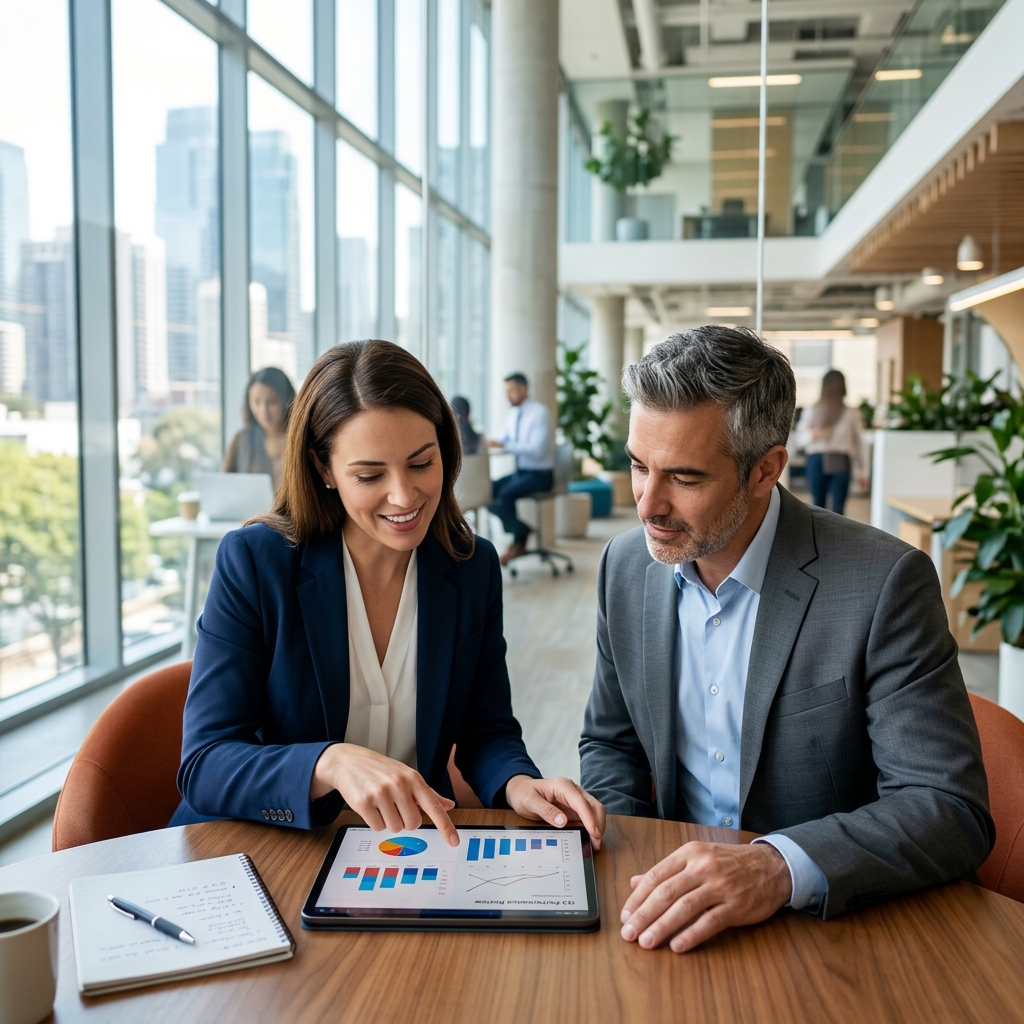 Consultant and client diagnosing business challenges